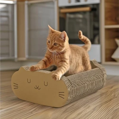 Afbeelding van Navaris krabkarton kattenmand katten bed 2 in 1 krabplank Voor Kattenbed van 41 x 40 20 cm en kitten Krab karton