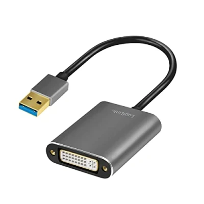Afbeelding van LogiLink UA0232 USB / DVI Adapter [1x 3.2 Gen 1 stekker A (USB 3.0) 1x bus 24+5 polig] Zwart 10.00 cm