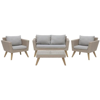 Afbeelding van Beliani VITTORIA Loungeset voor 4 Beige PE rotan