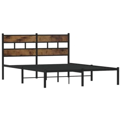 Afbeelding van vidaXL Bedframe zonder matras metaal gerookt eikenkleurig 135x190 cm