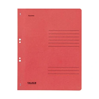 Afbeelding van Falken 8000557001F oogjesmap, A4, volledige afdekking, met oogjes, voor het opbergen van de mappen in een hefboomdeksel, 250 g/m², rood, 50 stuks