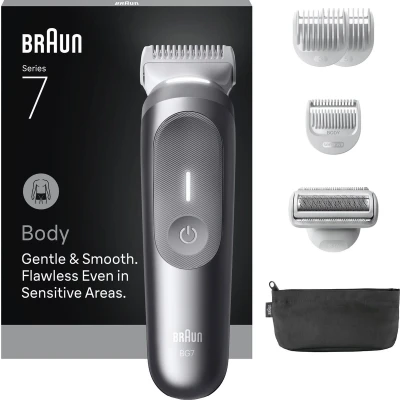 Afbeelding van Braun Body Groomer Series 7 BG7550 +6 Verzorgingstools Trimmen &amp; Scheren Waterdicht Grijs