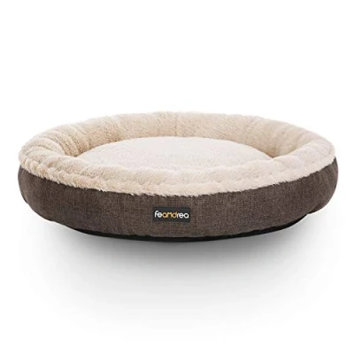Afbeelding van FEANDREA Hondenbed, bank, kattenbed, rond, 65 cm, bruin PGW65C