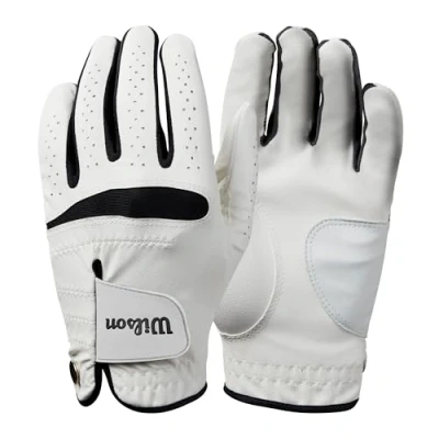 Afbeelding van Wilson Golfhandschoen Feel Plus Golf Heren Synthetisch/Leer Voor RECHTERhand Wit/Zwart Medium
