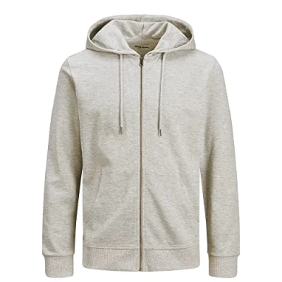 Afbeelding van Jack &amp; Jones Jjeholmen Sweatjack met ritssluiting voor heren, Wit gemengd/slim fit
