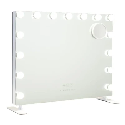 Afbeelding van Flamingueo make upspiegel led spiegel met 14 lampen, verlichte upspiegel, 3 modi, Hollywood spiegel, USB, touchscreen, wit