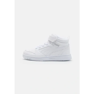 Afbeelding van Puma Rebound V6 MID AC Unisex Sneakers hoog voor kinderen, Maat: 30, White/cool light gray Hoogwaardig imitatieleer