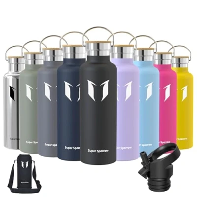 Image de Super Sparrow Gourde Isotherme Bouteille 750ml Inox Bouche Standard Sport Étanche Enfant sans BPA, pour Sport, Gym, Voyage