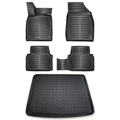 Afbeelding van ELMASLINE 3D rubberen matten en kofferbakmat, set voor VW ID.4 (ID4) 2020 2024 (bovenste laadvloer) ID4, accessoires kofferbak
