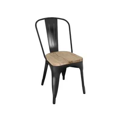Afbeelding van Bolero Bistro stalen stoelen met houten zitting zwart (4 stuks)