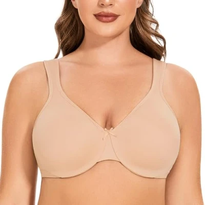 Afbeelding van MELENECA Naadloze minimizer beha met beugels, volledige bedekking, plus size, voor dames, Beige