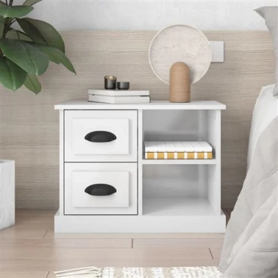 Afbeelding van vidaXL Nachtkastje 60x35,5x45 cm hoogglans wit