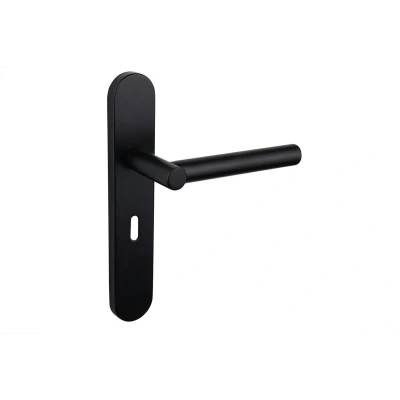 Afbeelding van Lavuzo deurkruk Grosetto Zwart met afgerond schild SL56 Per set Deurklink