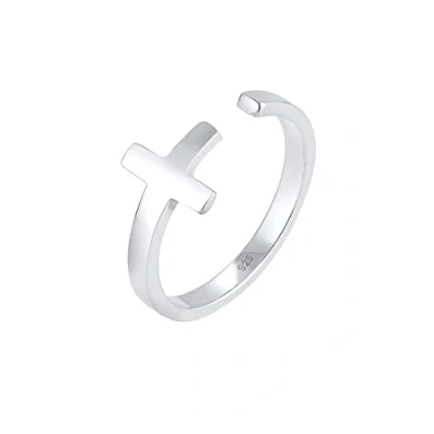 Afbeelding van Elli Kreuz GEO GRÖSSENVERSTELLBAR Ring, Dames, Maat: 54, Silber