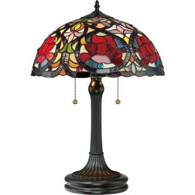 Afbeelding van Quoizel Tifanny LED Tafellamp Larissa 2X E27 Max 60W Vintage Bronze