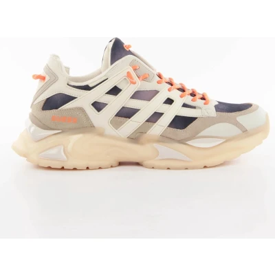 Afbeelding van Guess Belluno Sneakers laag, Heren, Maat: 40, Beige/orange Leer en textiel