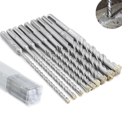 Afbeelding van SDS Plus Set van 9 boren voor hamerboor 5, 6, 8, 10, 12, 14, 16 x 160 mm, dubbele propeller steenboor in beton, steen, hout, baksteen,
