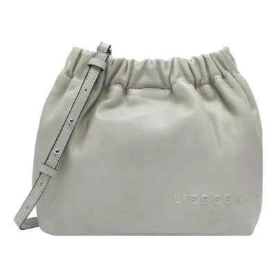 Afbeelding van LIEBESKIND BERLIN Leren Schoudertas Ruffle Sheep Natural Cloud Hobo Bag Steel Grijs