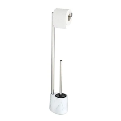 Afbeelding van Wenko Toiletrolhouder En Borstel Adrada 72 Cm Keramiek Zilver