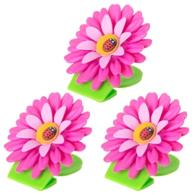 Afbeelding van Vigar Flower Power Magneettang voor keuken, 3 stuks, materiaal: ABS, rubber, PPN, magneet: staal, aluminium, boor, roze, 8 x 2,5 cm