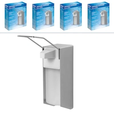 Afbeelding van ARNOMED Hydroalcoholische geldispenser van aluminium, 4 automatische zeepdispenser, 1000 ml, lange hendel wandbevestiging/montage, zeepdispenser