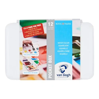 Image de Boîte De 12 Demi Godets Peinture Aquarelle + 3 Gratuits Van Gogh Royal Talens