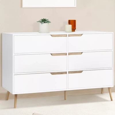Image de Commode 6 tiroirs HELSINKI 115 cm scandinave blanc