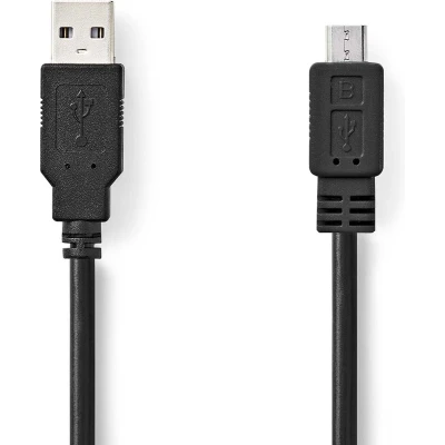 Afbeelding van Nedis Ccgb60500Bk10 Usb Kabel 2.0 A Male Micro B 480 Mbps Vernikkeld 1.00 M Rond Pv