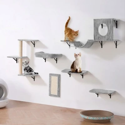 Image de VEVOR Étagères Murales pour Chat Plateformes Hamac Canapé Arbre à Chats Lot de 6