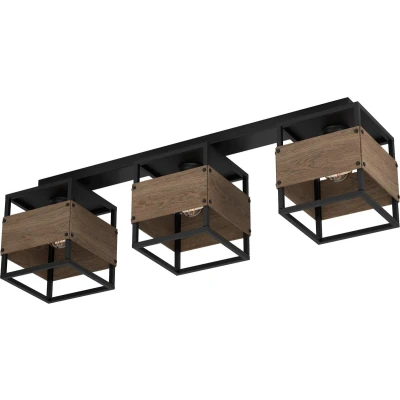 Afbeelding van EGLO Evesham Plafondlamp E27 87,5 cm Zwart/Bruin Staal/Hout