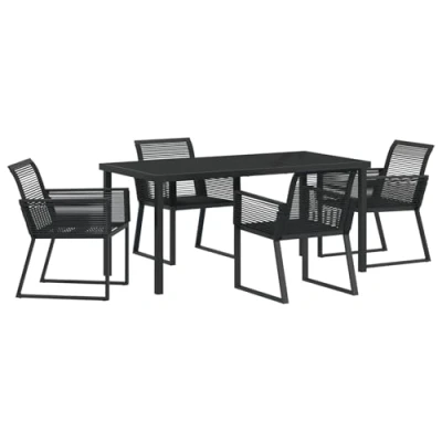 Afbeelding van vidaXL 5 delig tuin dinerset Zwart Poly Rattan