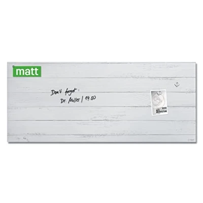 Afbeelding van Sigel glasmagneetbord Artverum 130x55cm wit houtstructuur SI GL381