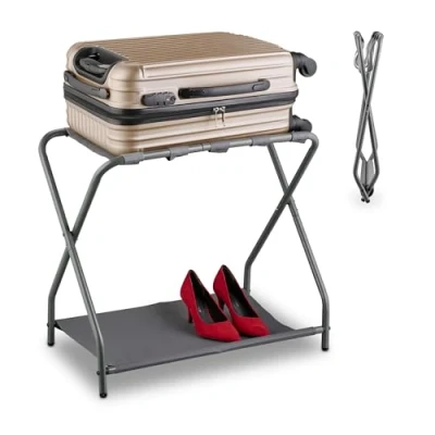 Afbeelding van Relaxdays kofferrek inklapbaar met opbergruimte 58x66x38 cm metaal