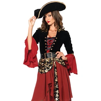 Afbeelding van Leg Avenue Kapitein piratenkostuum voor dames, zwart/bordeaux, maat M