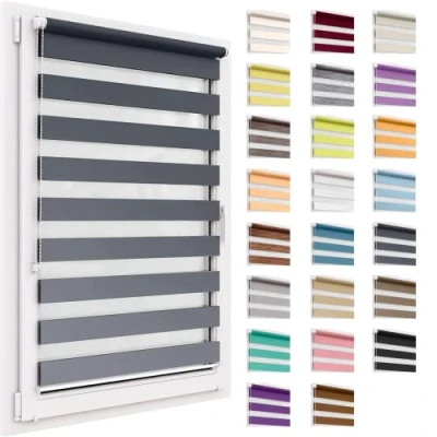 Afbeelding van Dubbel Rolgordijn Zonder Boren,30x150 cm Stofgrootte , Duo Rollo Klemmfix, Easyfix Lichtdoorlatend En Verduisterend, Day&amp;Night, Rolgordijn, Zonwerend Raamrolgordijn Voor Ramen &amp; Deuren