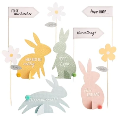 Afbeelding van PAPIERDRACHEN Paaseieren jachtset paasfeest in pastel Vrolijk Pasen en decoratie Set van 1