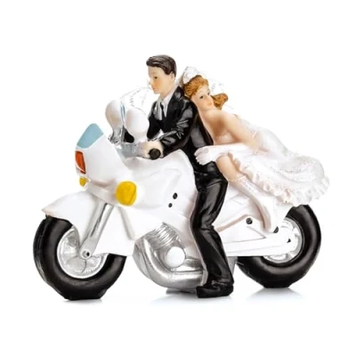 Afbeelding van PartyDeco trouwfiguurtje/caketopper bruidspaar bruid en bruidegom Bruidstaart figuren 11 cm