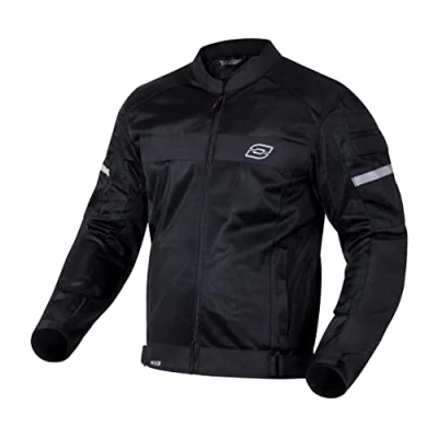 Afbeelding van OZONE MOTO Dart Motorjack voor heren, textiel, elleboog en schouderbescherming, reflecterende elementen, mesh panelen, 4 zakken