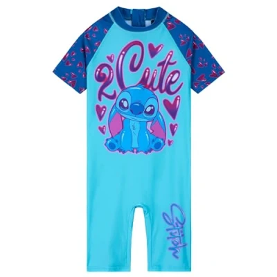 Afbeelding van Disney Badpak voor meisjes, eendelig, zwempak, kinderen, Stitch, Ariel, ijskoningin, blauw/donkerblauw