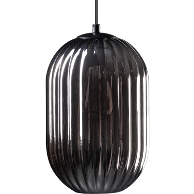 Afbeelding van ETH Hanglamp Glamm S 20cm Smoke Glass Ribbel/ Zwart