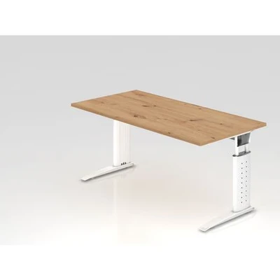 Afbeelding van UNDA 16 W Bureau 160 x 80 Tafelhoogte I In hoogte verstelbaar Essen Eik/Zilver