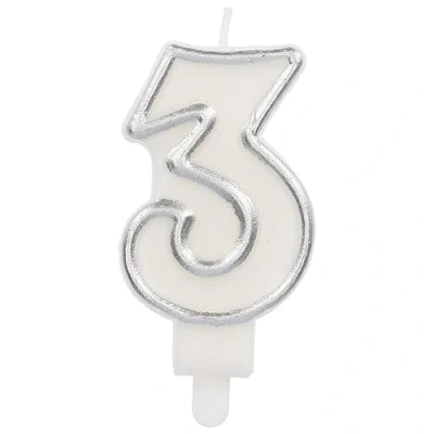Afbeelding van Folat Kaars cijfer 3 simply chique silver 9 cm