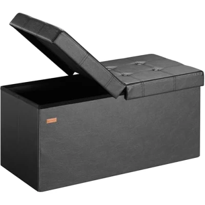 Afbeelding van Opvouwbare Zitbank met opbergruimte en deksel 80cm Zwart