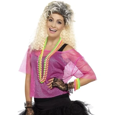 Afbeelding van SMIFFY&#039;S Roze gaasstof jaren 80 T shirt dames One size