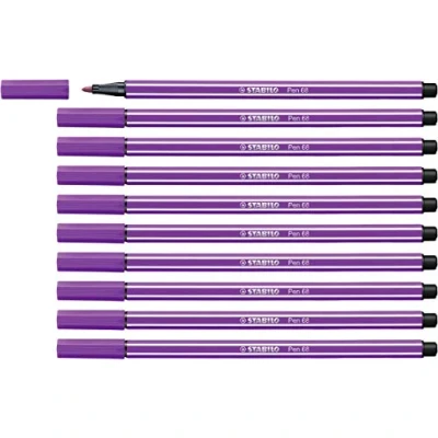 Afbeelding van STABILO Pen 68 viltstiften, 10 stuks, middelgrote punt, lila (68/58)