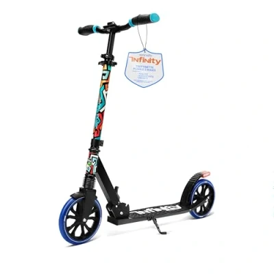 Afbeelding van SereneLife Kinderstep 2 Wiel met Verstelbaar T Bar Stuur Aluminium Antislip Dek Draagbare Opvouwbare Step voor Kinderen, Tieners Draagriem