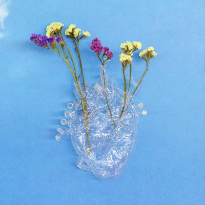 Afbeelding van SELETTI Love in Bloom vaas, helder, hoogte 24 cm, hartvormig, glas