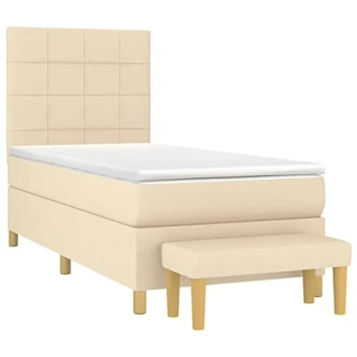 Afbeelding van vidaXL Boxspring met matras stof crèmekleurig 90x190 cm