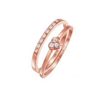 Afbeelding van Elli 2 PACK Heart Ring Rose goldcoloured, Dames, Maat: 54, gold coloured