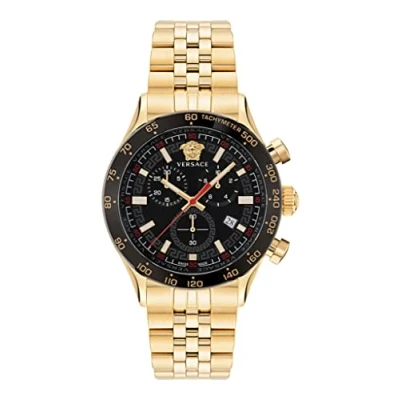 Afbeelding van Versace Watches Hellenyium Chronograaf goldcoloured/black, Heren, Maat: One Size, Gold coloured/black